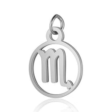 Load image into Gallery viewer, Stainless Steel Zodiac Necklace Pendant Anti-Corrosion 12 Constellation Pendant Necklace Hollow Small Round Zodiac Charm Jewelry
