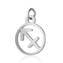 Load image into Gallery viewer, Stainless Steel Zodiac Necklace Pendant Anti-Corrosion 12 Constellation Pendant Necklace Hollow Small Round Zodiac Charm Jewelry
