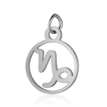 Load image into Gallery viewer, Stainless Steel Zodiac Necklace Pendant Anti-Corrosion 12 Constellation Pendant Necklace Hollow Small Round Zodiac Charm Jewelry
