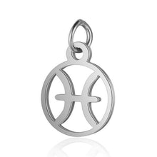 Load image into Gallery viewer, Stainless Steel Zodiac Necklace Pendant Anti-Corrosion 12 Constellation Pendant Necklace Hollow Small Round Zodiac Charm Jewelry
