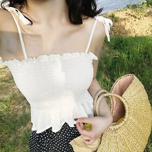 Load image into Gallery viewer, DICLOUD Solid Tie Bow Camis Streetwear Tube Top Women Fashion Ruched Pleated Crop Top Sexy Bustier Tees Feamle TankTops Camisole
