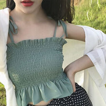 Load image into Gallery viewer, DICLOUD Solid Tie Bow Camis Streetwear Tube Top Women Fashion Ruched Pleated Crop Top Sexy Bustier Tees Feamle TankTops Camisole
