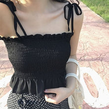 Load image into Gallery viewer, DICLOUD Solid Tie Bow Camis Streetwear Tube Top Women Fashion Ruched Pleated Crop Top Sexy Bustier Tees Feamle TankTops Camisole
