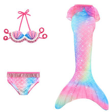Load image into Gallery viewer, 3PCS/Set The Little Mermaid Tail Costume Children Mermaid Tail Cosplay Kids Girl Fancy Swimsuit Halloween Costume No Flipper
