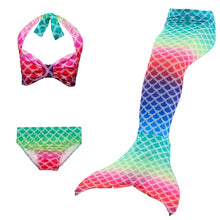Load image into Gallery viewer, 3PCS/Set The Little Mermaid Tail Costume Children Mermaid Tail Cosplay Kids Girl Fancy Swimsuit Halloween Costume No Flipper
