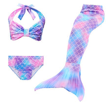 Load image into Gallery viewer, 3PCS/Set The Little Mermaid Tail Costume Children Mermaid Tail Cosplay Kids Girl Fancy Swimsuit Halloween Costume No Flipper

