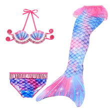 Load image into Gallery viewer, 3PCS/Set The Little Mermaid Tail Costume Children Mermaid Tail Cosplay Kids Girl Fancy Swimsuit Halloween Costume No Flipper
