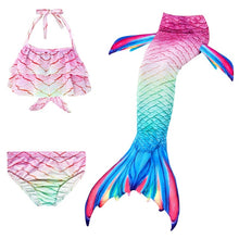 Load image into Gallery viewer, 3PCS/Set The Little Mermaid Tail Costume Children Mermaid Tail Cosplay Kids Girl Fancy Swimsuit Halloween Costume No Flipper
