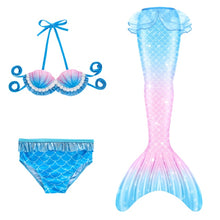 Load image into Gallery viewer, 3PCS/Set The Little Mermaid Tail Costume Children Mermaid Tail Cosplay Kids Girl Fancy Swimsuit Halloween Costume No Flipper
