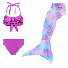 Load image into Gallery viewer, 3PCS/Set The Little Mermaid Tail Costume Children Mermaid Tail Cosplay Kids Girl Fancy Swimsuit Halloween Costume No Flipper
