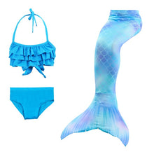 Load image into Gallery viewer, 3PCS/Set The Little Mermaid Tail Costume Children Mermaid Tail Cosplay Kids Girl Fancy Swimsuit Halloween Costume No Flipper
