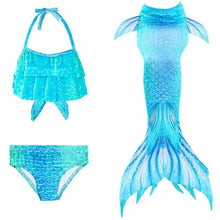 Load image into Gallery viewer, 3PCS/Set The Little Mermaid Tail Costume Children Mermaid Tail Cosplay Kids Girl Fancy Swimsuit Halloween Costume No Flipper
