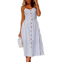 Load image into Gallery viewer, Vintage Casual Sundress Female Beach Dress Midi Button Backless Polka Dot Striped Women Dress Summer 2020 Boho Sexy Floral Dress
