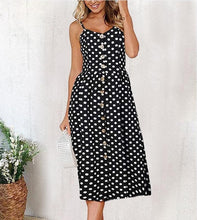 Load image into Gallery viewer, Vintage Casual Sundress Female Beach Dress Midi Button Backless Polka Dot Striped Women Dress Summer 2020 Boho Sexy Floral Dress
