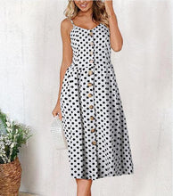Load image into Gallery viewer, Vintage Casual Sundress Female Beach Dress Midi Button Backless Polka Dot Striped Women Dress Summer 2020 Boho Sexy Floral Dress
