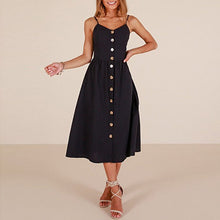 Load image into Gallery viewer, Summer Women Sexy Sling Print Pocket Halter Button Beach Dress 2021 Female Bohemia Holiday Midi Retro Lady Dresses Plus Size
