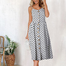 Load image into Gallery viewer, Summer Women Sexy Sling Print Pocket Halter Button Beach Dress 2021 Female Bohemia Holiday Midi Retro Lady Dresses Plus Size
