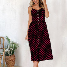 Load image into Gallery viewer, Summer Women Sexy Sling Print Pocket Halter Button Beach Dress 2021 Female Bohemia Holiday Midi Retro Lady Dresses Plus Size
