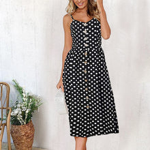 Load image into Gallery viewer, Summer Women Sexy Sling Print Pocket Halter Button Beach Dress 2021 Female Bohemia Holiday Midi Retro Lady Dresses Plus Size
