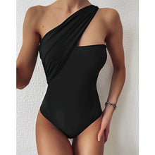 Load image into Gallery viewer, Micendy One Shoulder Swimsuit Women Sexy Hollow Out Swimwear Summer Black Bathing Suits Beach Swim High Waist One Piece Monokini
