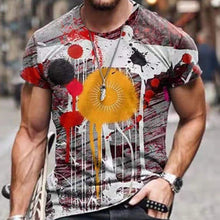 Load image into Gallery viewer, SHUJIN Summer Mens Oversized Vintage Short Sleeve T Shirts Fashion Harajuku Ethnic Printed O Collared Tshirts Camiseta Mujer
