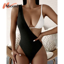 Load image into Gallery viewer, Micendy One Shoulder Swimsuit Women Sexy Hollow Out Swimwear Summer Black Bathing Suits Beach Swim High Waist One Piece Monokini
