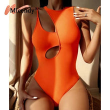 Load image into Gallery viewer, Micendy One Shoulder Swimsuit Women Sexy Hollow Out Swimwear Summer Black Bathing Suits Beach Swim High Waist One Piece Monokini

