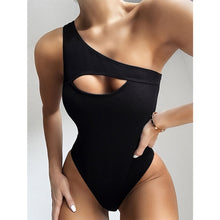 Load image into Gallery viewer, Micendy One Shoulder Swimsuit Women Sexy Hollow Out Swimwear Summer Black Bathing Suits Beach Swim High Waist One Piece Monokini
