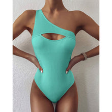 Load image into Gallery viewer, Micendy One Shoulder Swimsuit Women Sexy Hollow Out Swimwear Summer Black Bathing Suits Beach Swim High Waist One Piece Monokini
