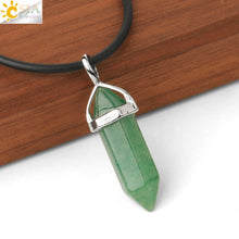 Load image into Gallery viewer, CSJA Natural Stone Necklace Crystal Pendant Necklaces Hexagonal Bullet Reiki Chakra Real Raw Pink Purple Gem Women Jewelry E056
