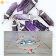 Load image into Gallery viewer, CSJA Natural Stone Necklace Crystal Pendant Necklaces Hexagonal Bullet Reiki Chakra Real Raw Pink Purple Gem Women Jewelry E056
