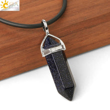 Load image into Gallery viewer, CSJA Natural Stone Necklace Crystal Pendant Necklaces Hexagonal Bullet Reiki Chakra Real Raw Pink Purple Gem Women Jewelry E056
