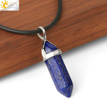 Load image into Gallery viewer, CSJA Natural Stone Necklace Crystal Pendant Necklaces Hexagonal Bullet Reiki Chakra Real Raw Pink Purple Gem Women Jewelry E056
