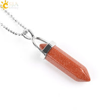 Load image into Gallery viewer, CSJA Natural Stone Necklace Crystal Pendant Necklaces Hexagonal Bullet Reiki Chakra Real Raw Pink Purple Gem Women Jewelry E056
