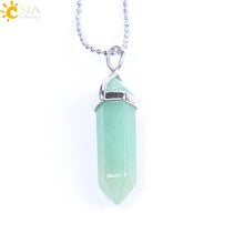 Load image into Gallery viewer, CSJA Natural Stone Necklace Crystal Pendant Necklaces Hexagonal Bullet Reiki Chakra Real Raw Pink Purple Gem Women Jewelry E056
