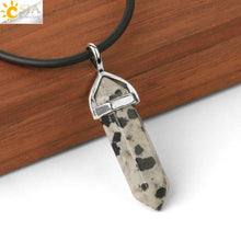 Load image into Gallery viewer, CSJA Natural Stone Necklace Crystal Pendant Necklaces Hexagonal Bullet Reiki Chakra Real Raw Pink Purple Gem Women Jewelry E056
