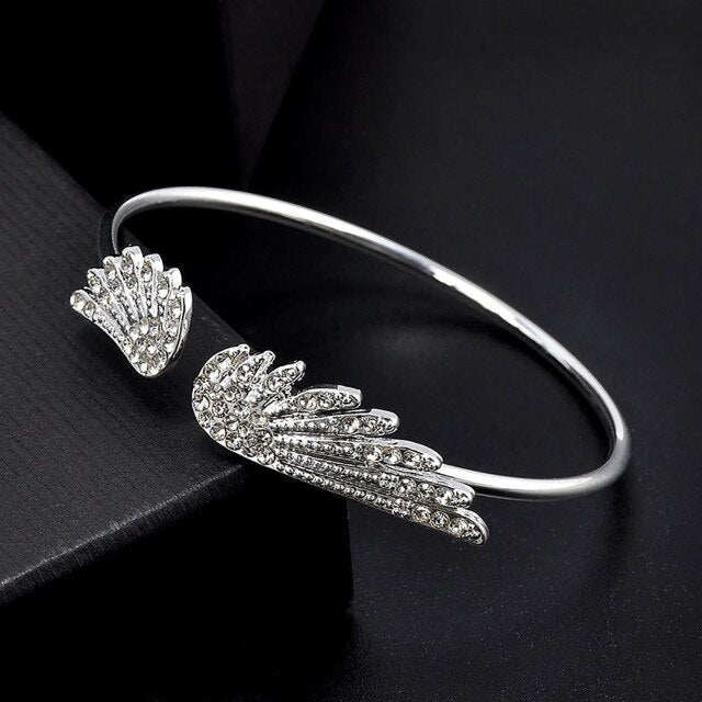 Silver Angel Wings Bracelet Jewelry Diamond-encrusted Open Bracelet Jewelery Gift for Valentines Day браслет Wholesale dropships