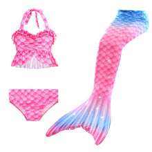 Load image into Gallery viewer, 3PCS/Set The Little Mermaid Tail Costume Children Mermaid Tail Cosplay Kids Girl Fancy Swimsuit Halloween Costume No Flipper
