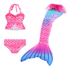 Load image into Gallery viewer, 3PCS/Set The Little Mermaid Tail Costume Children Mermaid Tail Cosplay Kids Girl Fancy Swimsuit Halloween Costume No Flipper

