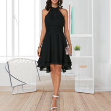 Load image into Gallery viewer, Summer Women Dress Elegant Cropped Layered High Waist Halter Sleeveless Midi Dress Solid Color Chiffon Party Slim Midi Dress
