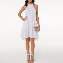 Load image into Gallery viewer, Summer Women Dress Elegant Cropped Layered High Waist Halter Sleeveless Midi Dress Solid Color Chiffon Party Slim Midi Dress

