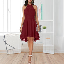 Load image into Gallery viewer, Summer Women Dress Elegant Cropped Layered High Waist Halter Sleeveless Midi Dress Solid Color Chiffon Party Slim Midi Dress
