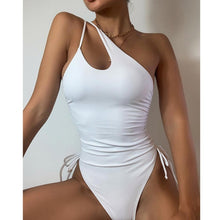 Load image into Gallery viewer, Micendy One Shoulder Swimsuit Women Sexy Hollow Out Swimwear Summer Black Bathing Suits Beach Swim High Waist One Piece Monokini
