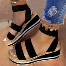Load image into Gallery viewer, Summer Sandals Women Wedges Platform Ladies Hemp Shoes Ladies Candy Color Casual Girls Slip on Strap Cross Girls Plus Size 2020
