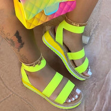 Load image into Gallery viewer, Summer Sandals Women Wedges Platform Ladies Hemp Shoes Ladies Candy Color Casual Girls Slip on Strap Cross Girls Plus Size 2020
