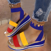 Load image into Gallery viewer, Summer Sandals Women Wedges Platform Ladies Hemp Shoes Ladies Candy Color Casual Girls Slip on Strap Cross Girls Plus Size 2020
