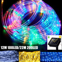 Load image into Gallery viewer, 12M 22M LED Solar Powered Rope Strip Lights Tube Rope Garland Fairy Lighting Strings for Outdoor Indoor Garden Christmas Decor
