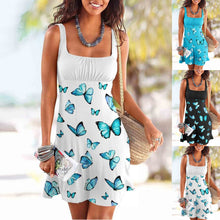 Load image into Gallery viewer, Fashion Women&#39;s Summer Casual Butterfly Print High Waist Vest Short Dress vestido de mujer summer dress
