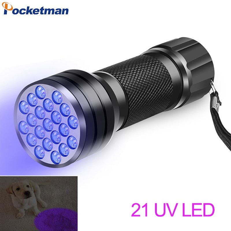 UV LED Flashlight 21LED 12LED UV Flashlight 395-400nm LED UV Flashlights Portable UV Torch Ultraviolet Black Light Lamp