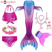 Load image into Gallery viewer, PrettyGirl Kids Girls Swimming Mermaid tail Mermaid Costume Cosplay Children Swimsuit Fantasy Beach Bikini can add Monofin Fin
